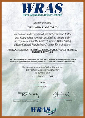 WRAS  Certificate